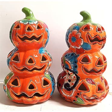Talavera 10"H x 6"W Stacked Pumpkins — photo 1 of 2