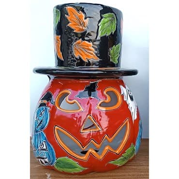 Talavera 15"H x 10"W Pumpkin with Hat — photo 1 of 2