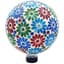 Gardener Select 10" Flower Blue Green Red Collage Glass Mosaic Garden Globe — thumbnail 2 of 2