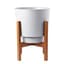 Bloem 16" Hopson Planter Casper White With Wood Stand — thumbnail 2 of 2
