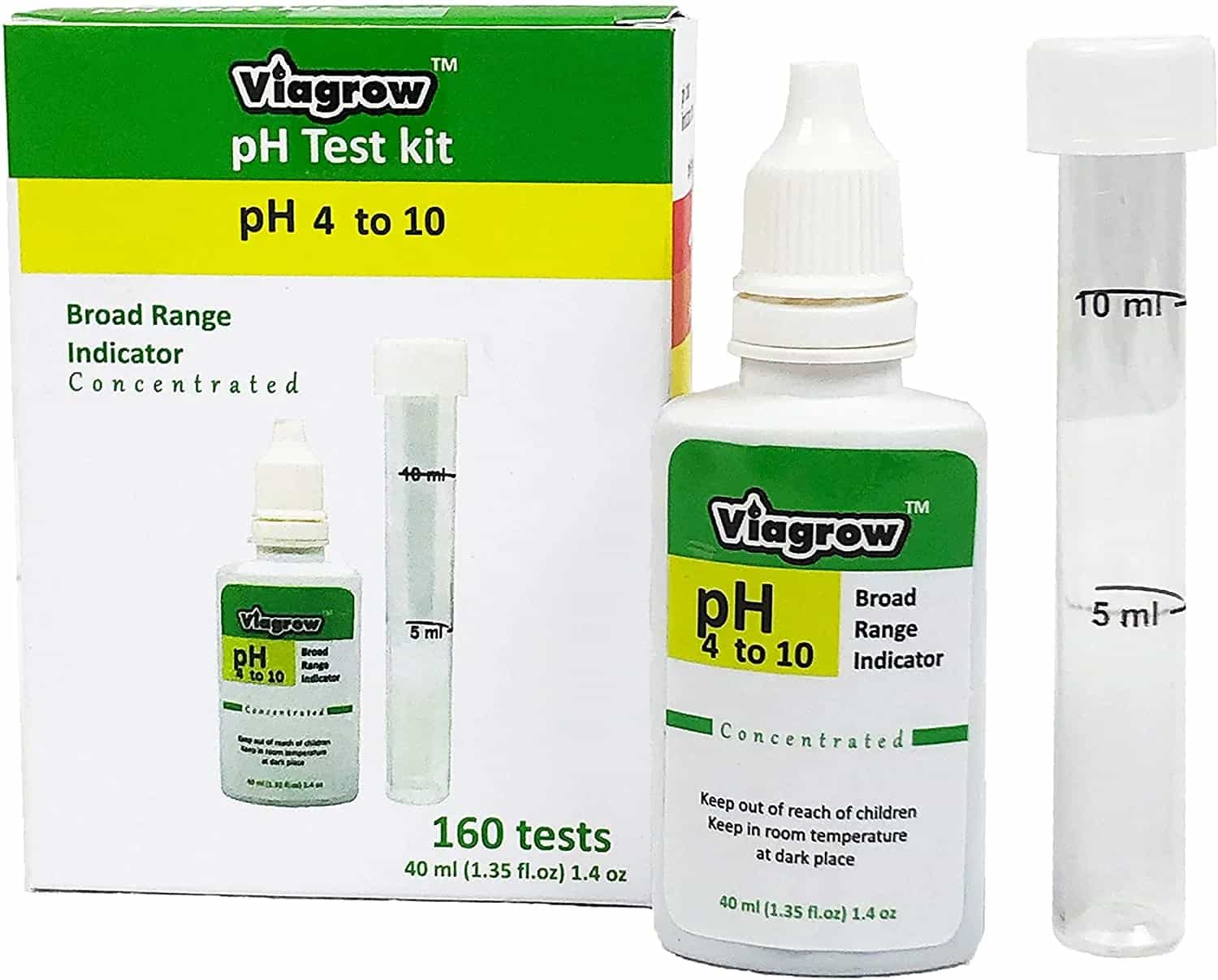 Viagrow pH Kit 1.4 oz. Organic Nutrient Solution Tester Concentrate Application with Dropper and