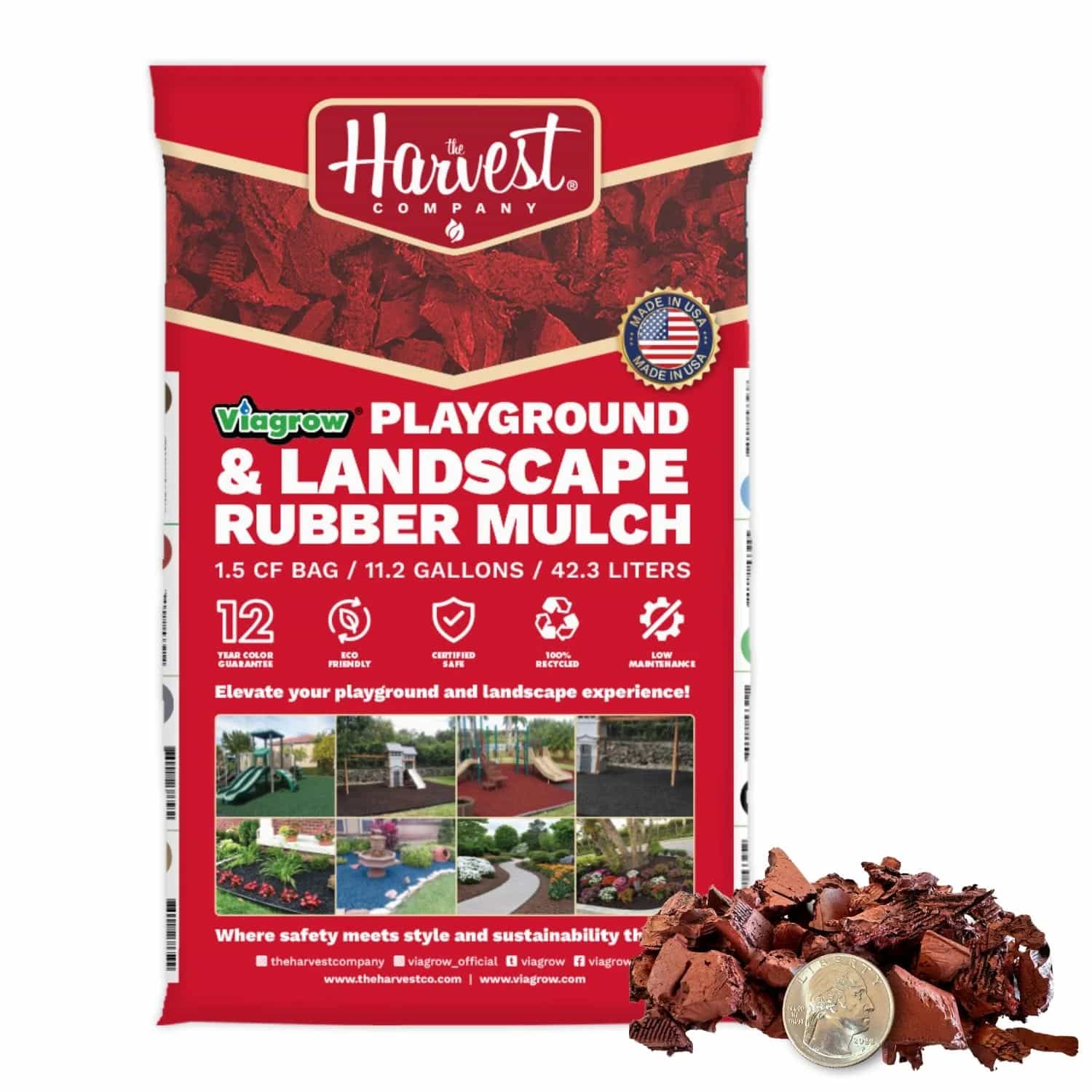 Viagrow Red Wood Rubber Playground and Landscape Mulch, 1.5 cu. ft. Bag (11.2 gal / 42.3 L) SKU CODE UPC REGULAR