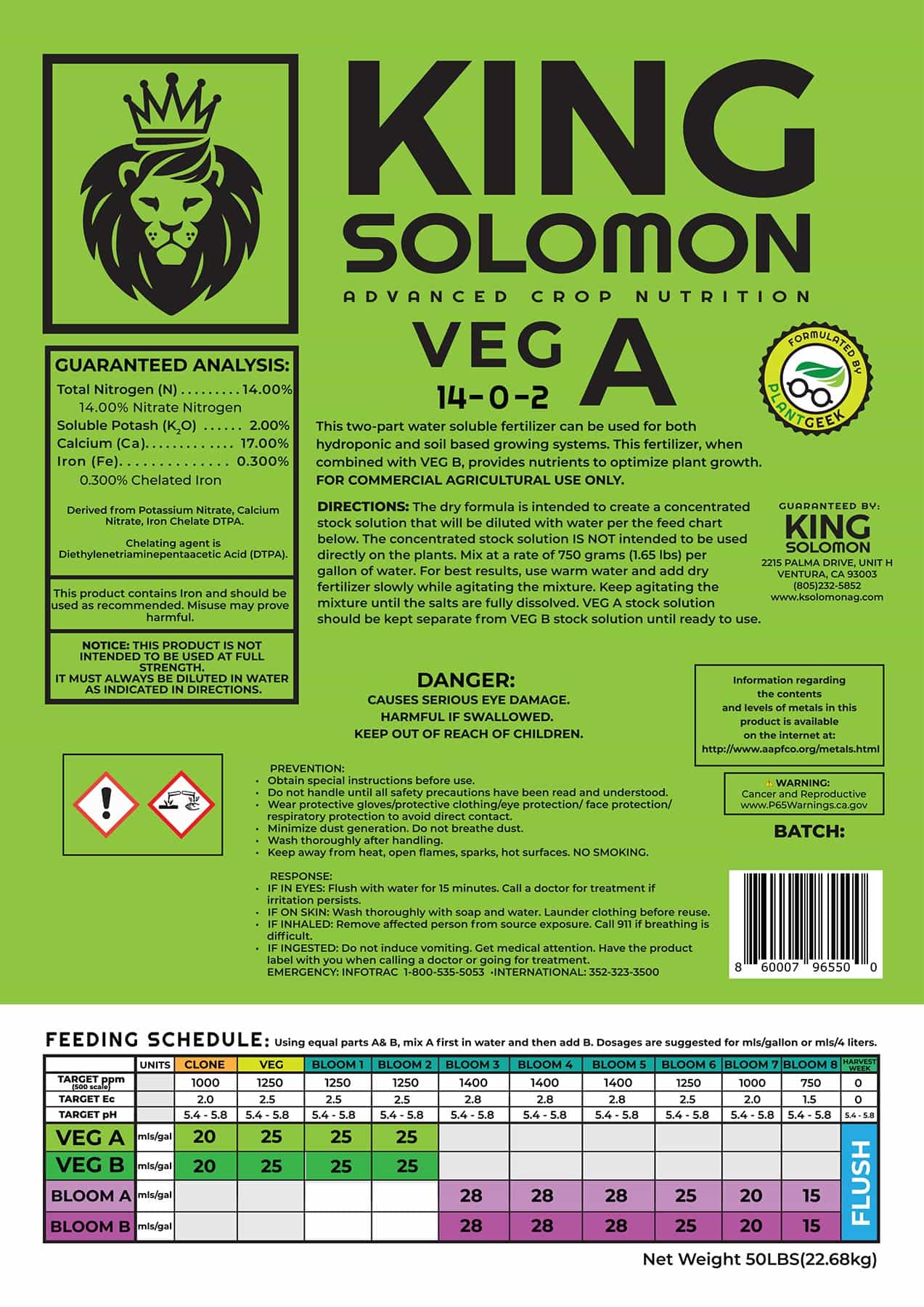 King Solomon Veg A Dry Fertilizer 50 LB