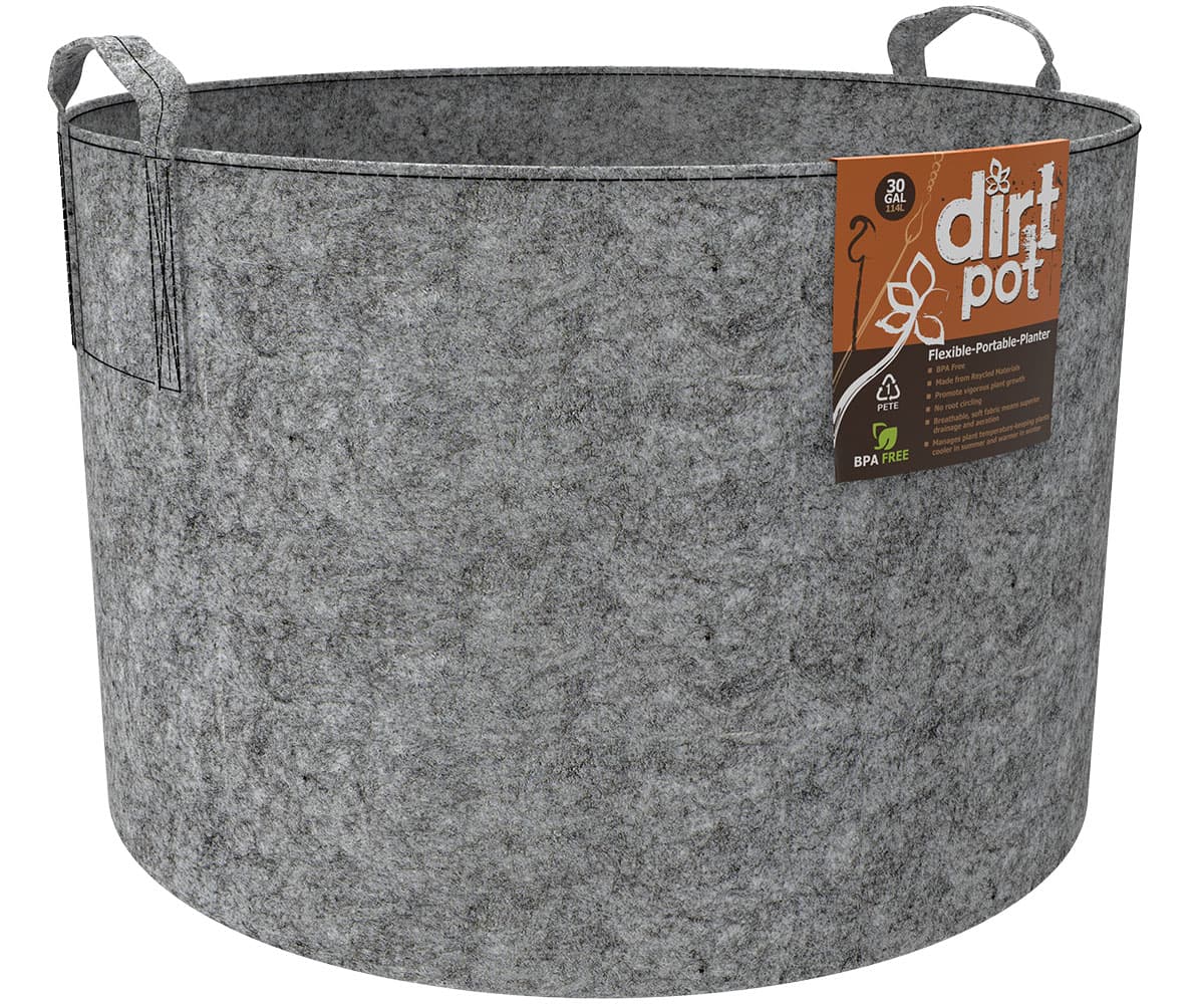 Dirt Pot Flexible Portable Planter, Grey, 30 gal, with handles — product photo
