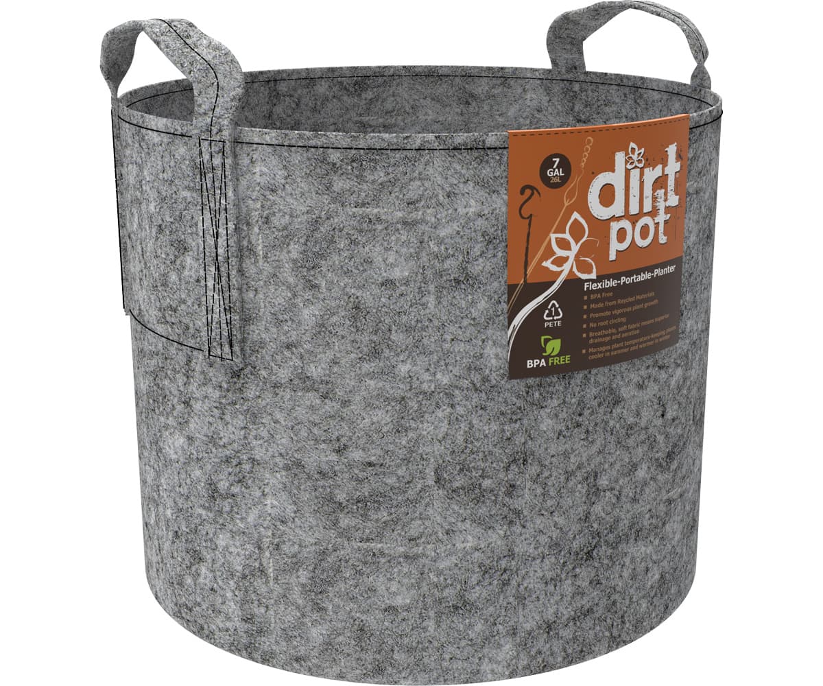 Dirt Pot Flexible Portable Planter, Grey, 7 gal, with handles — product photo