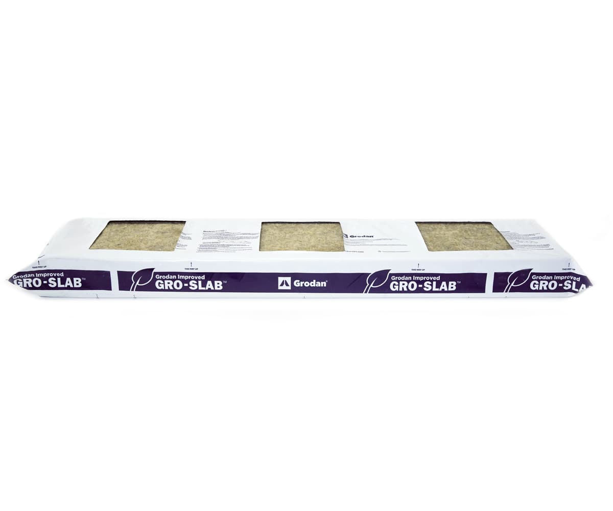 Grodan Improved Gro-Slab, 36 x 8 x 3 with three 6 x 6 pre-cut holes — product photo