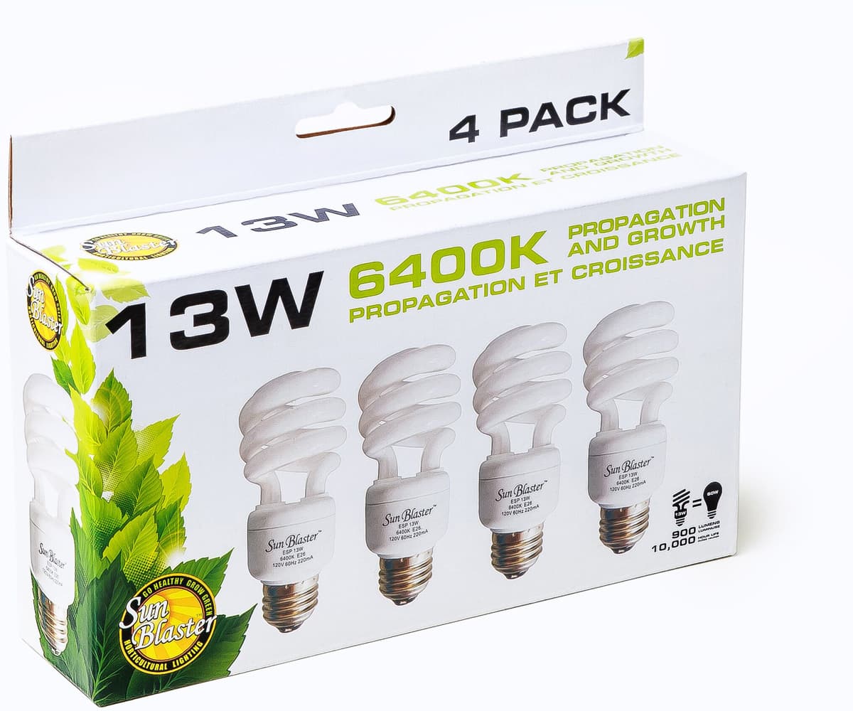 SunBlaster CFL 6400K 4/pk, 13W — product photo