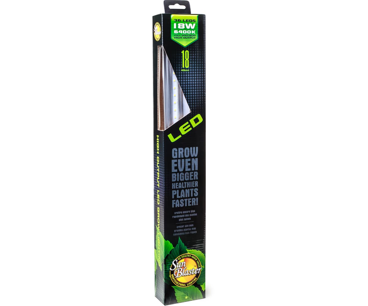 SunBlaster High Output 36-LED 6400K 18W Strip Light, 18" — product photo