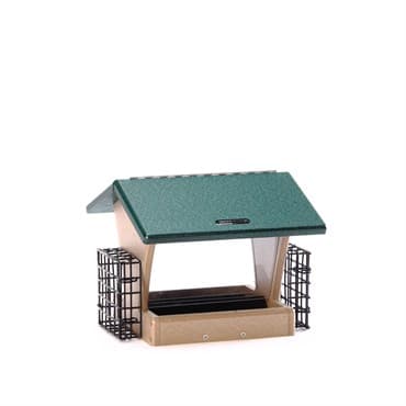 Birds Choice Medium Hopper Feeder Recycled Plastic with Suet Cages Tan & Green 3# Capacity — photo 1 of 2