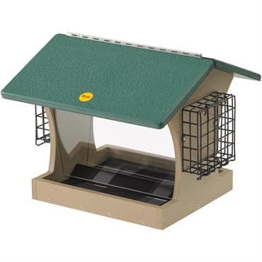 Birds Choice Large Hopper Feeder Recycled Plastic with Suet Cages Tan & Green 6# Capacity — photo 1 of 2