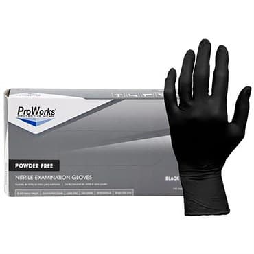 ProWorks Disposable Nitrile Exam Grade Gloves, Powder Free, Black, 6 mil, Large, 100ct Box, 10/CS — photo 1 of 2