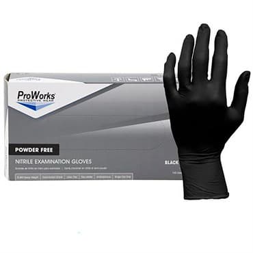 ProWorks Disposable Nitrile Exam Grade Gloves, Powder Free, Black, 6 mil, Medium, 100ct Box, 10/CS — photo 1 of 2