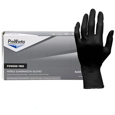 ProWorks Disposable Nitrile Exam Grade Gloves, Powder Free, Black, 6 mil, XL, 100ct Box, 10/CS — photo 1 of 2