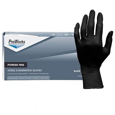 ProWorks Disposable Nitrile Exam Grade Gloves, Powder Free, Black, 4 mil, Large, 100ct Box, 10/CS — photo 1 of 2