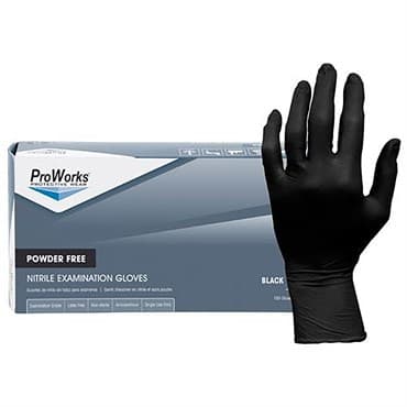ProWorks Disposable Nitrile Exam Grade Gloves, Powder Free, Black, 4 mil, XL, 100ct Box, 10/CS — photo 1 of 2