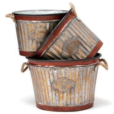 Deer Park Corrugated Oval Tub Planters Set of 3 — photo 1 of 2