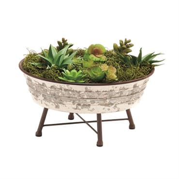 Deer Park Large Succulent Planter Silver White — photo 1 of 2