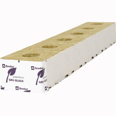 Grodan Gro-Block Improved GR6.5 - Small 4" (4x4x2.6) w/Hole - Strip - Carton (216/Carton) — photo 1 of 2
