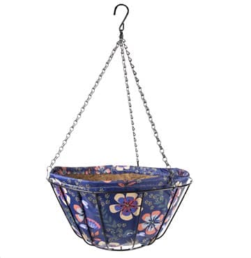 Gardener Select 14" Fabric Hanging Basket Cyan Color Theme with Chain Hanger — photo 1 of 2