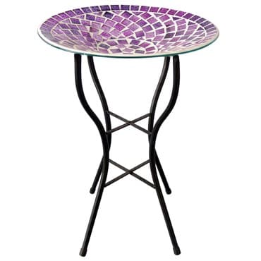 Gardener Select 14" Purple Haze Glass Birdbath w/Stand — photo 1 of 2