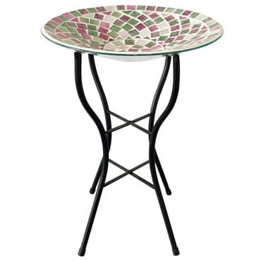 Gardener Select 14" Glass Birdbath Multi Color Geometric w/Stand — photo 1 of 2