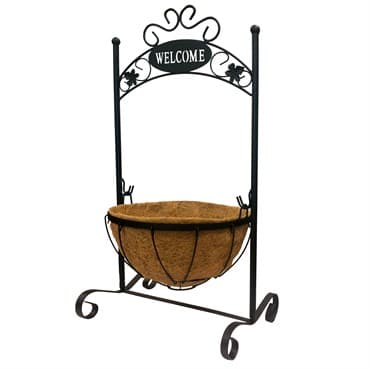 Gardener Select 26" Black Welcome Planter Stand with Basket 14"wx10"dx26"h 6/CS — photo 1 of 2