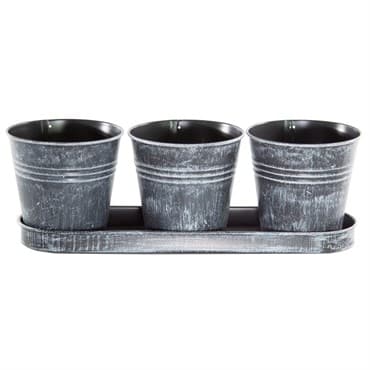 Gardener Select 3 Round Pots with Tray Antique Black 12.6"x4.1"x4.3" 12/CS — photo 1 of 2