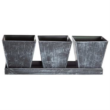 Gardener Select 3 Square Pots with Tray Antique Black 12"x4"x4.1" 24/CS — photo 1 of 2