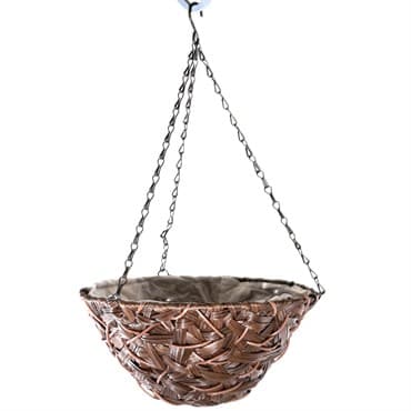 Gardener Select 14" Hanging Basket Round Brown Wicker 3 Strand Hanger 6/CS — photo 1 of 2
