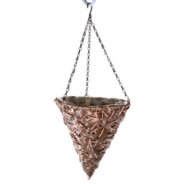 Gardener Select 12" Hanging Basket Cone Brown Wicker 3 Strand Hanger 6/CS — photo 1 of 2