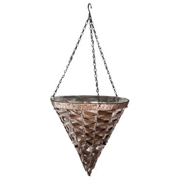 Gardener Select 14" Hanging Basket Cone Coffee Wicker 3 Strand Hanger 6/CS — photo 1 of 2