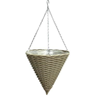 Gardener Select 14" Cone Hanging Basket Light Striped Wicker 20/CS — photo 1 of 2