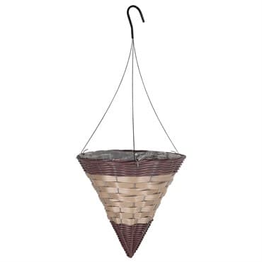 Gardener Select 14" Cone Hanging Basket Dark Brown Tan Band Wicker 20/CS — photo 1 of 2