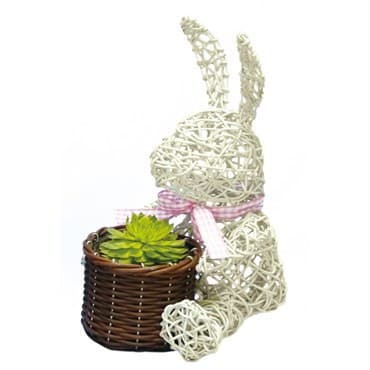 Gardener Select 9" Medium White Bunny Wicker Topiary 12/CS — photo 1 of 2