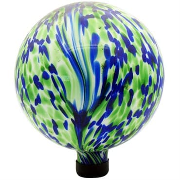 Gardener Select 10" Blue Green Abstract Planet Glass Garden Globe — photo 1 of 2