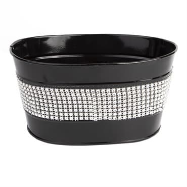 Gardener Select 8" Zinc Oval Planter Black with White Band 7.5"x5.5"x3.9" — photo 1 of 2