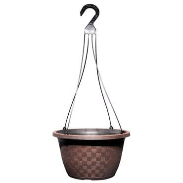 Grower Select 12.00 Weave Hanging Basket With Plastic Hanger & Dish Chestnut 50/CS — photo 1 of 2