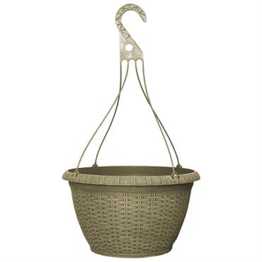 Grower Select 13.00 Wicker Hanging Basket with Hanger ACP Aged Cappuccino 2.62gal 50/CS - 13in OD x 7.5in H — photo 1 of 2