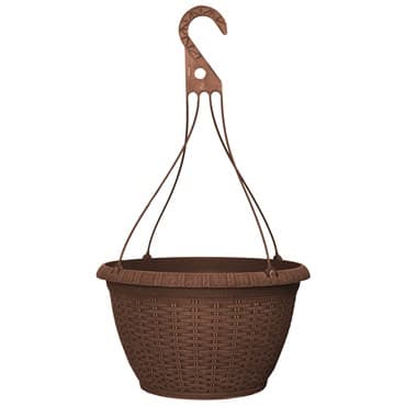 Grower Select 13.00 Wicker Hanging Basket with Hanger Chestnut 2.62gal 50/CS - 13in OD x 7.5in H — photo 1 of 2