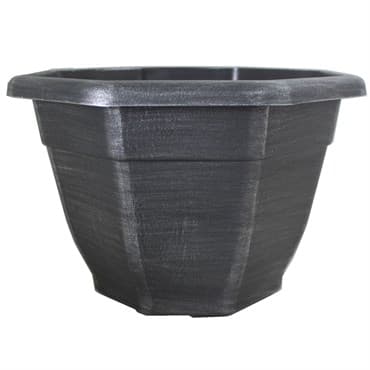 Grower Select 11.00 Octagon Planter Silver Brush on Black 1.64gal 45/CS - 11in OD x 7.5in H x 6.37 BD — photo 1 of 2