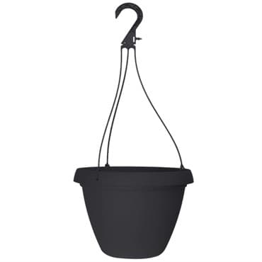 Grower Select 10.50 Cove Combo Hanging Basket, with Hanger, Black, 66 per Case, 10.51in OD x 6.75in H, 1.68Gallon — photo 1 of 2