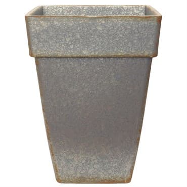 Grower Select 11.00 Euro Square Plastic Pot with False Bottom Painted Galvanized Look 3.7gal 6/CS - 10.8in OD x 12.2in H — photo 1 of 2