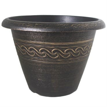 Grower Select 16.00 Wave Planter Gold Brush on Black 4.65gal 25/CS - 16in OD x 11.8in H x 8.56in BD — photo 1 of 2