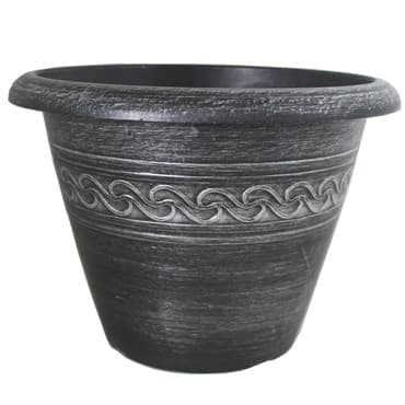 Grower Select 16.00 Wave Planter Silver Brush on Black 4.65gal 25/CS - 16in OD x 11.8in H x 8.56in BD — photo 1 of 2