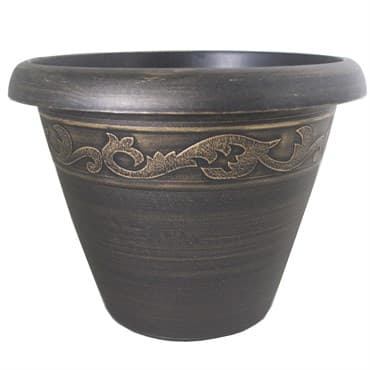 Grower Select 13.00 Naomi Planter Gold Brush on Black 2.95gal 12/CS - 13.2in OD X 10.2in H x7.12in BD — photo 1 of 2