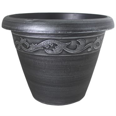 Grower Select 13.00 Naomi Planter Silver Brush on Black 2.95gal 12/CS - 13.2in OD X 10.2in H x7.12in BD — photo 1 of 2
