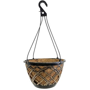 Grower Select 14.00 Cocolined Lattice Hanging Basket With Hanger, Gold, 20 per Case, 14in H x 8in H, 3 Gallon — photo 1 of 2