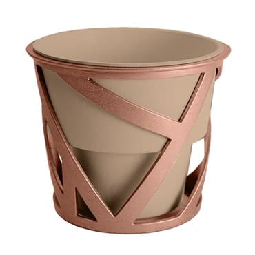 HC 4" Curio Planter Artisan Taupe w/ Copper Stand — photo 1 of 2