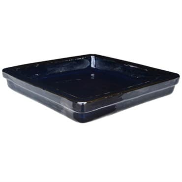 Michael Carr 14.2" Glazed Square Saucer Glossy Black — photo 1 of 2