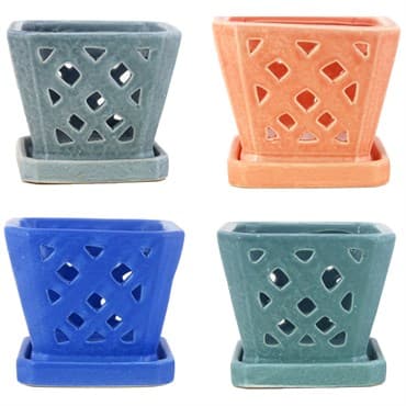 MCarr 6PC 7" Sq Diamond Orchid Pot Mixed Asst — photo 1 of 2